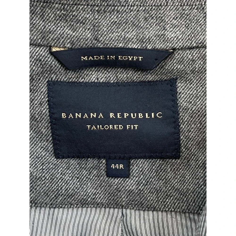 Banana Republic Blazer Men 44R Gray Heathered 100% Cotton 2-Button Single Breast